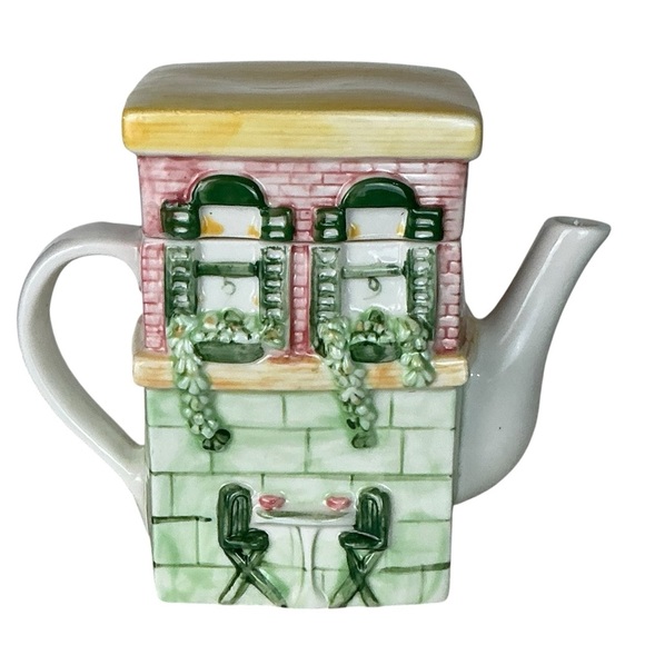 Vintage Main Street Cafe Store Front Ceramic Teapot Functional Art Collectible - Picture 3 of 16